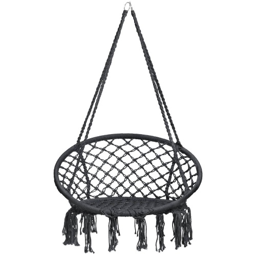 Handwoven Cotton Macramé Hammock Hanging Chair w/ Backrest, 265 Pound Capacity - Lot 719