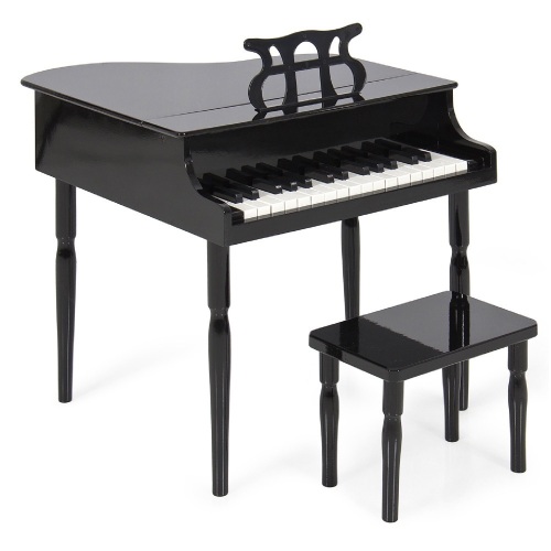 Kids Mini Wooden Grand Piano w/ Lid, Bench, Music Rack, Song Book, Stickers - Lot 767