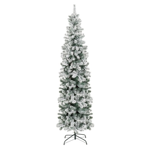 Snow Flocked Artificial Pencil Christmas Tree w/ Stand - 7.5ft - Lot 787