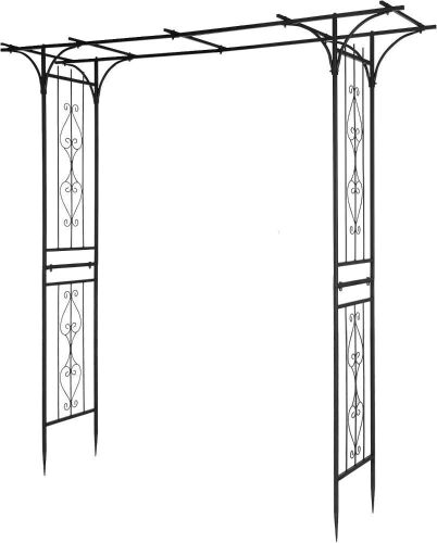 7FT Black Metal Garden Arch Arbor Trellis | Sturdy steel frame archway for climbing roses vines, decor for patio, lawn, courtyard & wedding ceremony