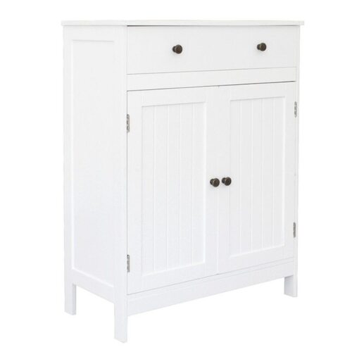 FcH White Freestanding Bathroom Cabinet with 2-Door and 1-Drawer