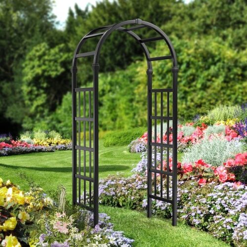 VINGLI 40W x 86H Arch Top PVC Garden Arbor for Wedding Ceremony Party Garden Trellis for Plant Climbing Christmas Decorations Pergola for Backyard Black