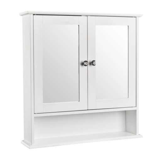 Zimtown Bathroom Medicine Cabinet Mirror, Wall Mount Storage with 2 Mirror Doors and Shelves, White