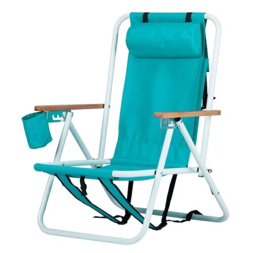 Winado 2-Pack Beach Chair Steel Frame and Polyester Fabric in Mint Green