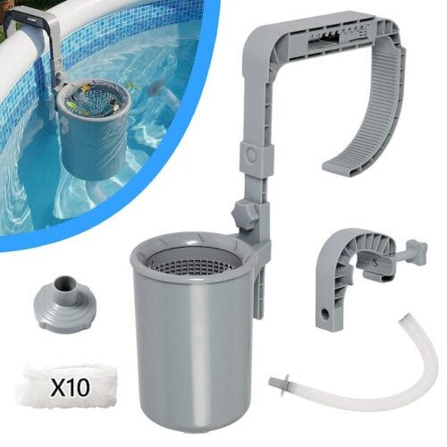 VINGLI Above Ground Pool Skimmer with 10 Pack Skimmer Socks/Adjustable Pool Skimmer Kit with Basket Hose Fits Inflatable Tubular and Metal Frame Pools