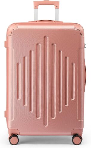 Karl home Hardside Checked carry on Luggage with Dual 360° Spinner Wheels, ABS Hardshell Medium Check-in Suitcase with TSA Lock & Smooth Rolling Wheels for Men & Women Lightweight Travel, Rose Gold