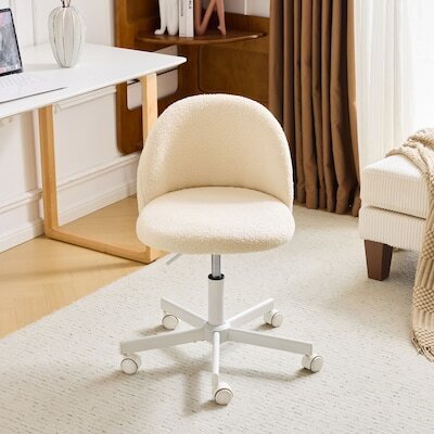 Winado Beige Task Chair Office Desk Chair Make Up Chair With Wheels