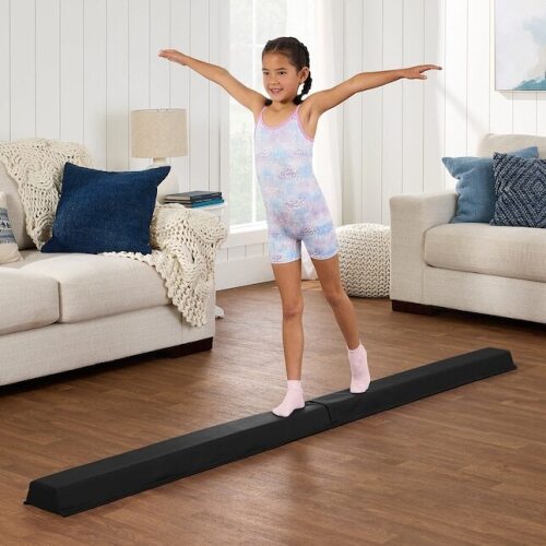 Best Choice Products 8ft Folding Floor Balance Beam 2-Panel for Gymnastics Practice Exercise Black