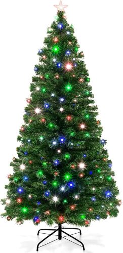6ft Pre-Lit Fiber Optic Artificial Pine Christmas Tree