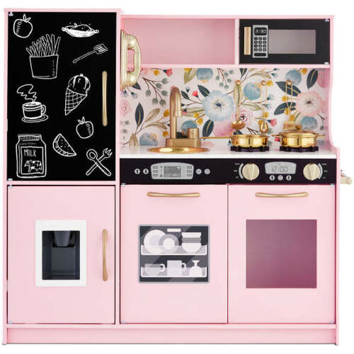 Wooden Play Kitchen for Kids with Accessories, Pretend Cooking Set, Ages 3+