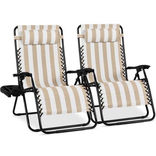 Set of 2 Extra Wide Adjustable Zero Gravity Patio Chair Recliners