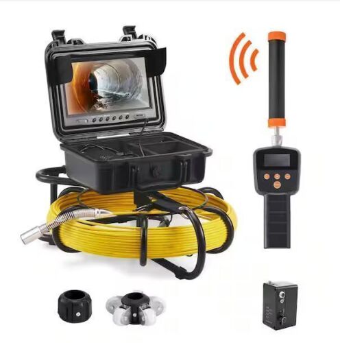 VEVOR Sewer Pipe Camera 9 in. Screen, 164 ft., DVR with 512Hz Locator, IP68, 12 LEDs, 16GB SD Card