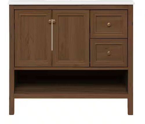 Swiss Madison Chateau 36 in. Freestanding Bath Vanity in Brown Oak - No Top