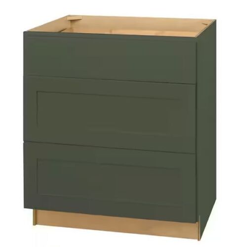 Hampton Bay Avondale 30 in. W x 24 in. D x 34.5 in. H Ready to Assemble Plywood Shaker Drawer Base Kitchen Cabinet in Fern Green