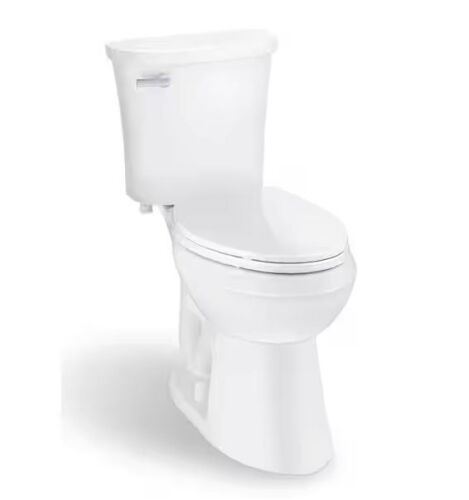 Glacier Bay Power Flush 12 in. Rough In 2-Piece 1.28 GPF Single Flush Elongated Toilet in White, Seat Included