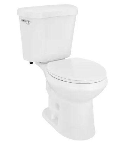 Glacier Bay 12 in. Rough In 2-Piece 1.28 GPF Single Flush Round Toilet in White, Seat Included