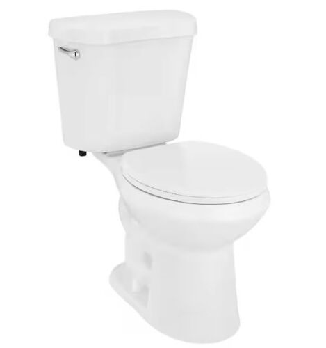 Glacier Bay 12 in. Rough In 2-Piece 1.28 GPF Single Flush Round Toilet in White, Seat Included