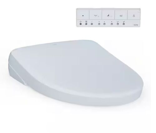 TOTO S7A Washlet Elongated Electric Heated Bidet Seat with Contemporary Lid in Cotton White - Broken Corner of Lid