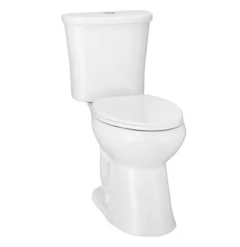 Glacier Bay Power Flush 12 in. Rough in 2-Piece 0.95 GPF/1.28 GPF Dual Flush Elongated Toilet in White with Slow-Close Seat Included