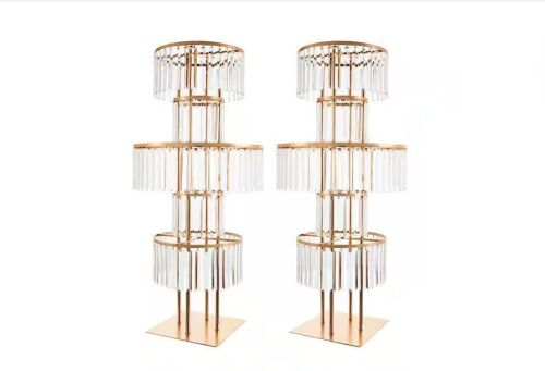 5-Tier Acrylic Pendants Metal Iron Frame Decorative Stands, 2 pack