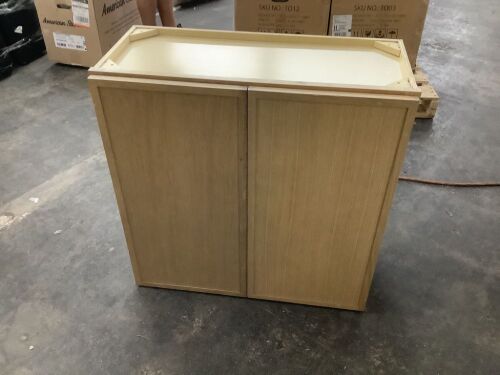 Hampton Bay Leyton 30 in. W x 12 in. D x 30 in. H Ready to Assemble Plywood Slim Shaker Wall Kitchen Cabinet in White Oak