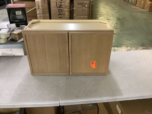 Hampton Bay Leyton 30 in. W x 12 in. D x 18 in. H Ready to Assemble Plywood Slim Shaker Wall Bridge Kitchen Cabinet in White Oak