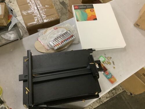 Art Easel for Painting, Portable Adjustable Tripod with 32-Piece Art Set - Broken Latches