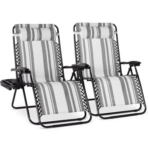 Set of 2 Extra Wide Adjustable Zero Gravity Patio Chair Recliners