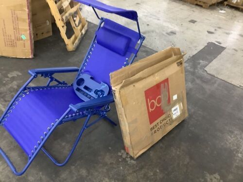 Folding Zero Gravity Recliner Patio Lounge Chair w/ Canopy, Side Tray - Cupholder Damaged