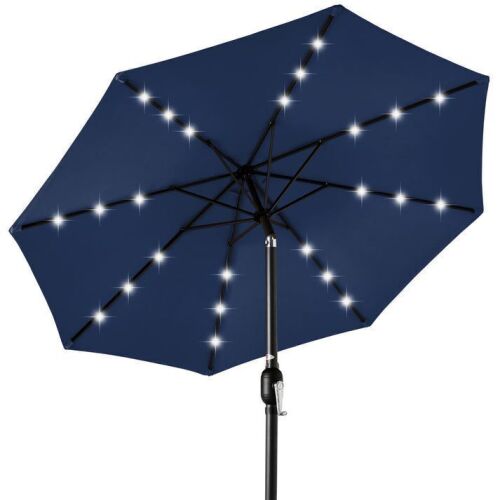 Solar LED Lighted Patio Umbrella w/ Tilt Adjustment, UV-Resistant - 10ft