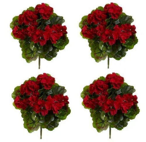 Nearly Natural UV Resistant Indoor/Outdoor Geranium Artificial Bush (Set of 4)
