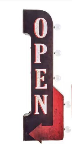 Vintage LED Marquee Wall Decor-Retro Wall Sign with LED Light Bulbs, 9 in. x 30 in.