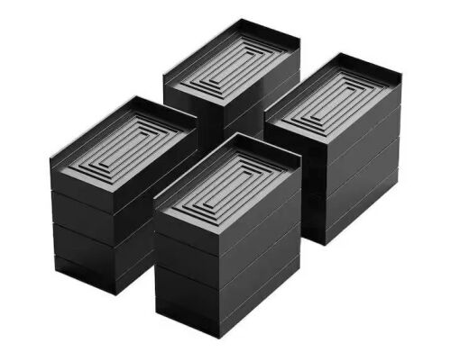 4-Pack Black 4 in. Rectangular Furniture Risers