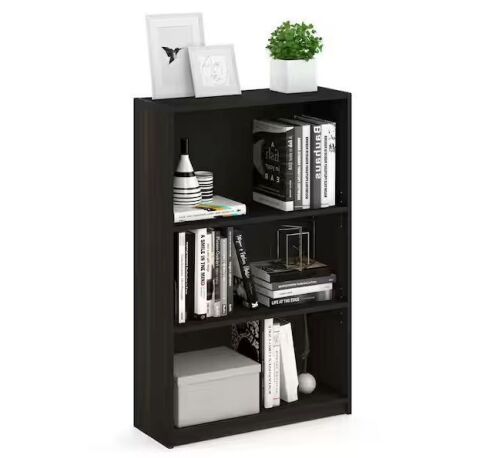 Furinno 40.3 in. Tall Espresso Composite Wood 3-shelf Standard Bookcase with Adjustable Shelves