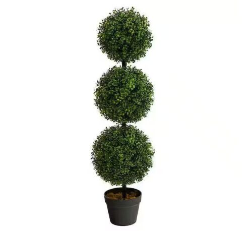 Nearly Natural 3 ft. Boxwood Triple Ball Topiary Artificial Tree