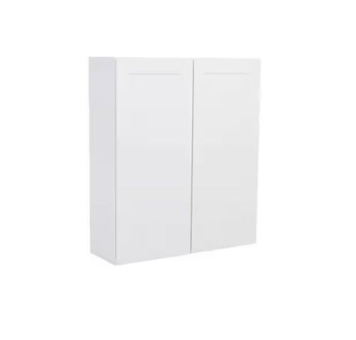 Hampton Bay Shaker 36 in. W x 12 in. D x 42 in. H Assembled Wall Kitchen Cabinet in Satin White