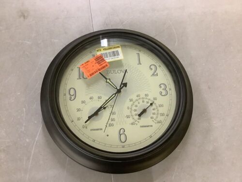 Bulova 18 in. H x 18 in. W Outdoor Wall Clock with 2-Step Metal Case