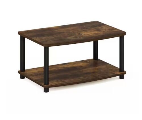 Furinno Turn-N-Tube 24 in. Amber Pine/Black Wood TV Stand Fits TVs Up to 24 in. with Open Storage