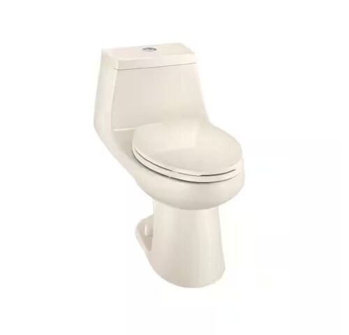 Glacier Bay McClure 12 inch Rough In One-Piece 1.1 GPF/1.6 GPF Dual Flush Elongated Toilet in Biscuit Seat Included