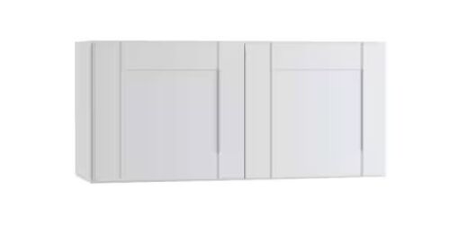 Contractor Express Cabinets Arlington Vesper White Plywood Shaker Stock Assembled Wall Bridge Kitchen Cabinet Soft Close 24 in.W x12 in. D x18 in. H