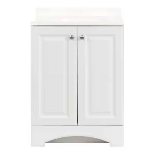 Glacier Bay 25 in. Single Sink White Freestanding Bath Vanity with White Cultured Marble Top