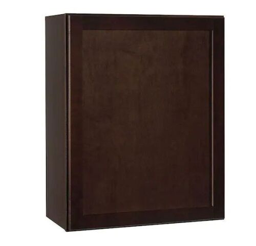 Hampton Bay Shaker 24 in. W x 12 in. D x 30 in. H Assembled Wall Kitchen Cabinet in Java