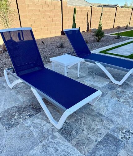 PURPLE LEAF Patio Chaise Lounge Chair Set with Table