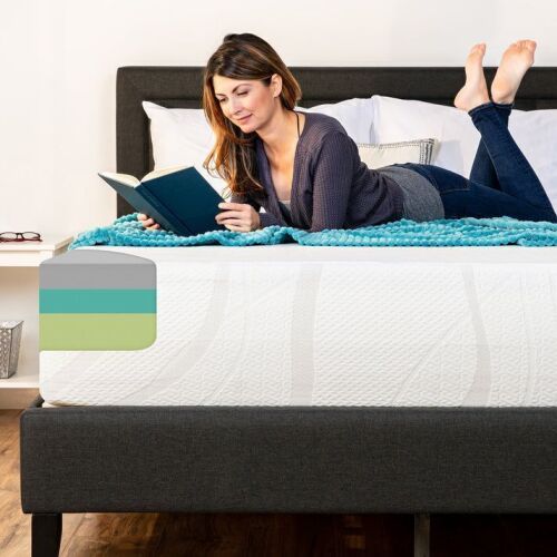12in Medium-Plush Green Tea & Charcoal Gel Memory Foam Mattress, King