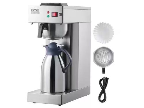 VEVOR 12-Cup Commercial Drip Coffee Maker Machine with Thermal Carafe to Keep Warm or Cold Stainless Steel