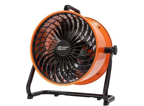 Commercial Electric 16 in. 3-Speed Drum Floor Fan in Orange High Velocity Turbo