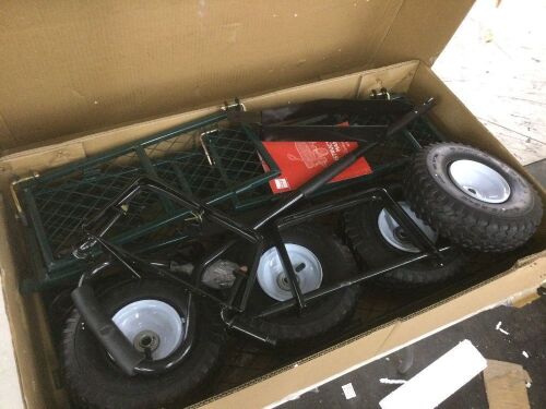 Steel Garden Utility Cart Wagon w/ 400lb Capacity, Removable Sides, Handle - Missing Hardware