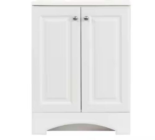 Glacier Bay 25 in. Single Sink White Freestanding Bath Vanity - No Top