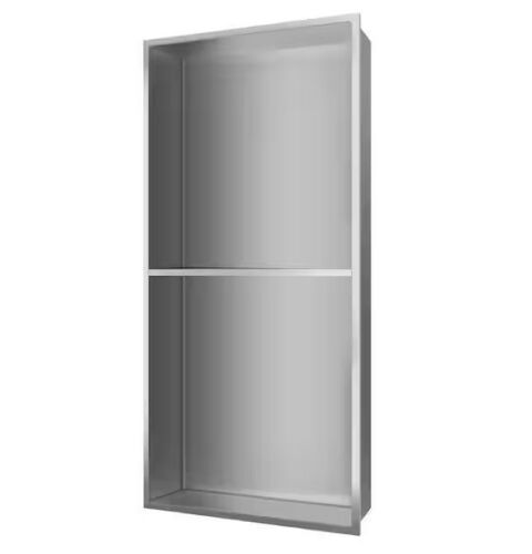 BWE 12 in. W x 24 in. H x 4 in. D Shampoo-Soap Standard Double Shower Niche in Brushed Nickel