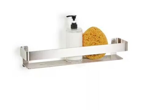 SEACHROME 18 in. x 4 in. Rectangular Shower Shelf with Rail in Satin